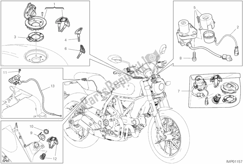 Tutte le parti per il 13e - Dispositivi Elettrici del Ducati Scrambler Flat Track Thailand USA 803 2019